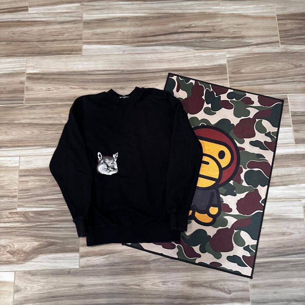 Maison Kitsuné black embroidered crewneck sweatshirt